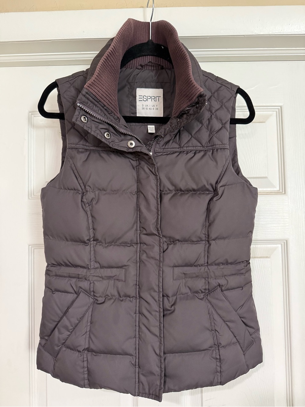 Esprit Quilted Down Puffer Vest in Elegant Chocolate Brown